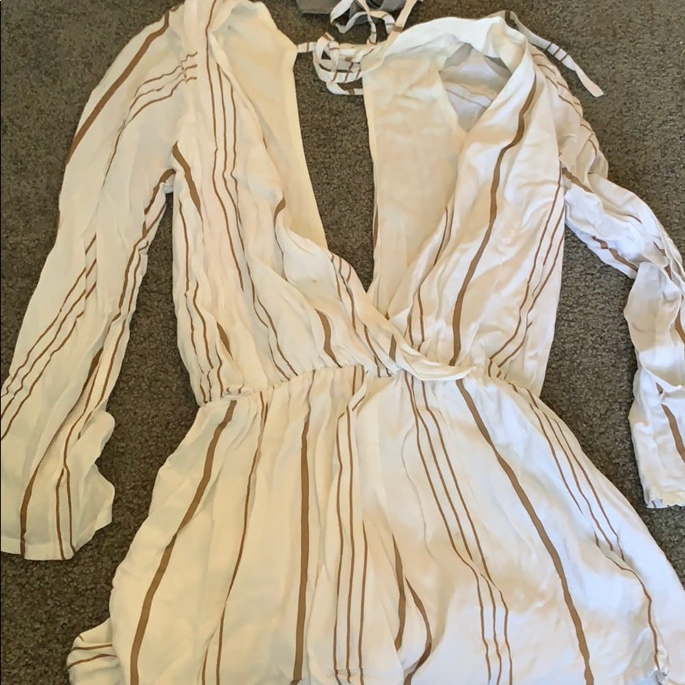 Faithful The Brand White Striped Romper